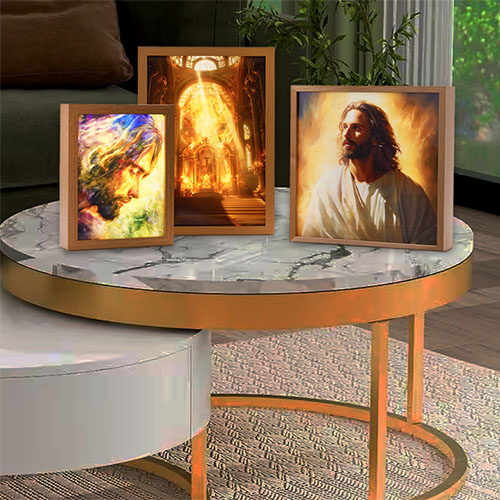 DivinedGlow's illuminated Christian art frames